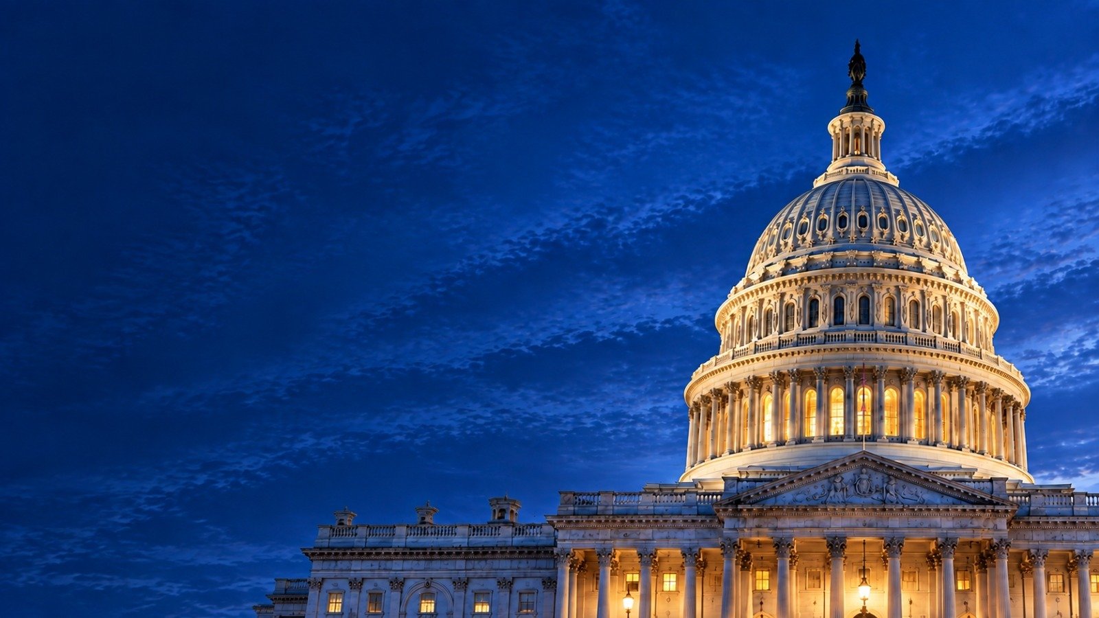 The U.S. Capitol at dusk